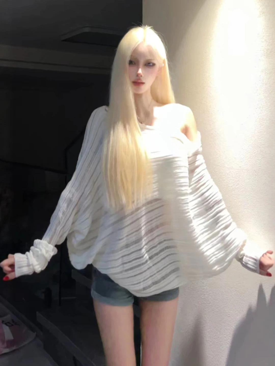 

Красивый асимметричный белый свитер свободного кроя с оригинальным дизайном, модный весенний топ для женщин, удобный для зимы