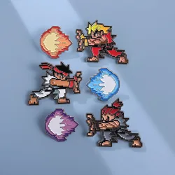 Street Fighter Game Pins Cartoon Fighter Peripheral Metal Badges Ron Ken Ho Ghost Wave Fist Accessories
