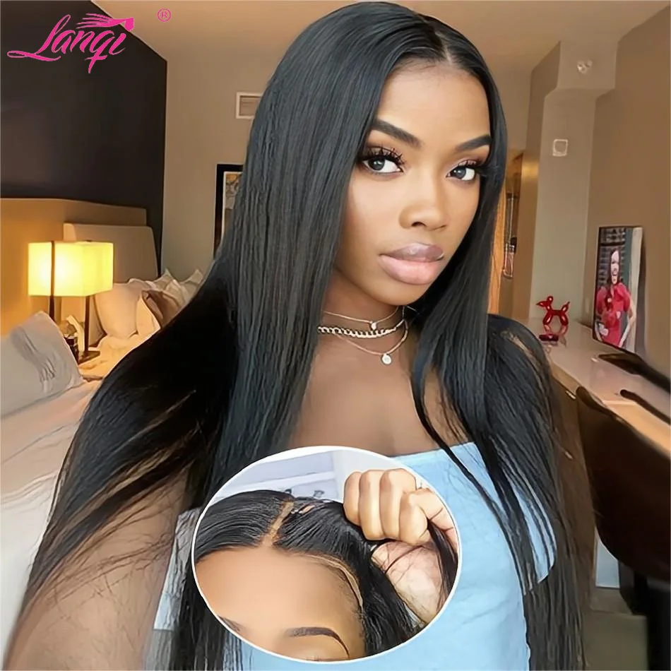 Straight Glueless Wig Human Hair Ready To Wear Brazilian Remy 13X4 Transparent Lace Frontal Human Hair Wig For Women