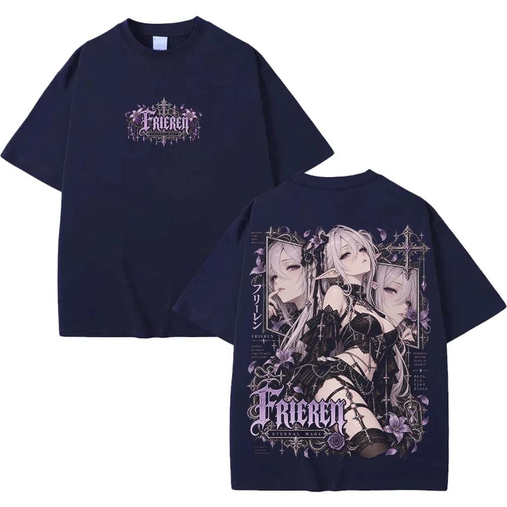 Gothic Y2k Frieren Beyond Journey's End T-shirt Harajuku Streetwear Men Women Clothing Casual Short Sleeve 100% Cotton Tees Tops