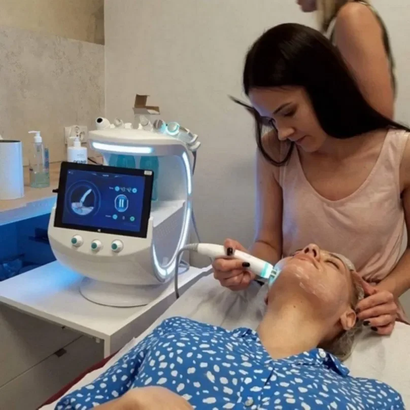 7 In 1 Ice Blue Smart Facial Cleansing Skin Analyzer Deep Pore Vacuum Hydrofacial Anti-aging Mirror Skin Analyzer Machine