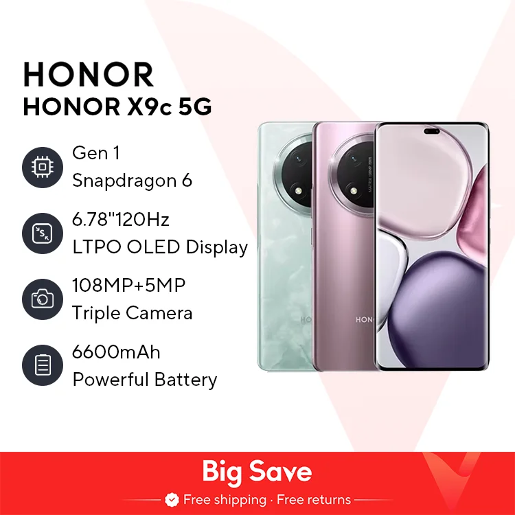 2024 HONOR X9C 5G Global Version Snapdragon 6 Gen 1 6.78'' 120Hz AMOLED PWM Display 6600mAh Powerful Battery 108MP OIS Camera