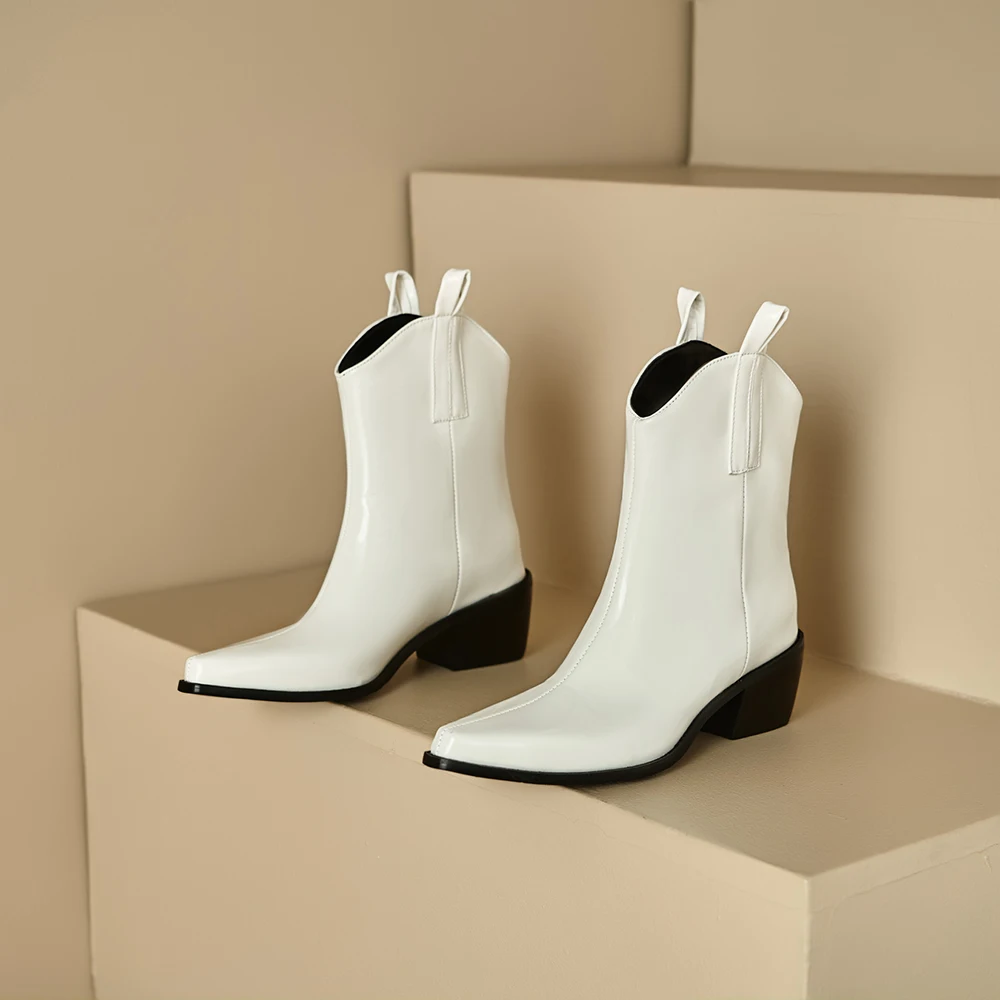 New Winter Sexy Brown White Women Ankle Boots Motorcycle High Heel Lady Party Shoes Plus Small Big Size 32 11 43 45 48