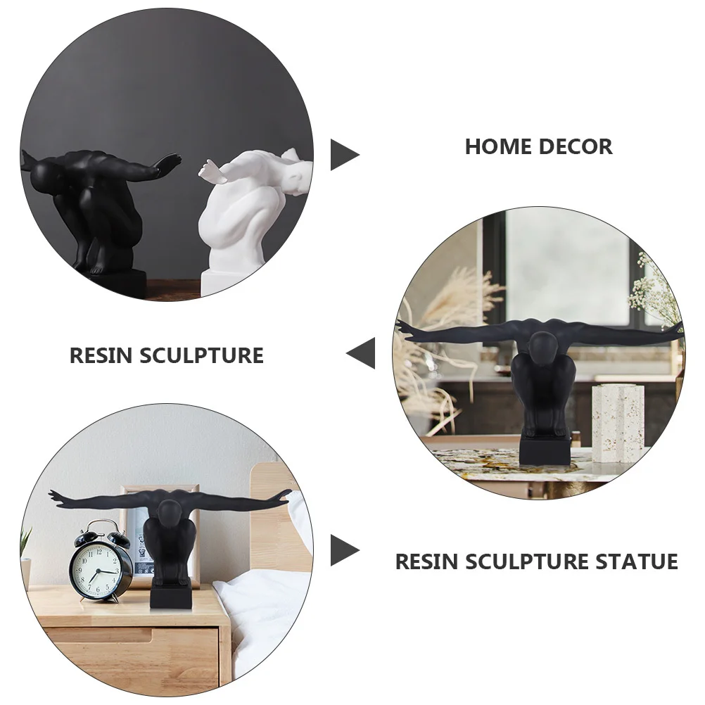 

1pc Nordic Style Resin Sculpture Abstract Winged Man Ornament For Home Decor Living Room Office Porch Decoration