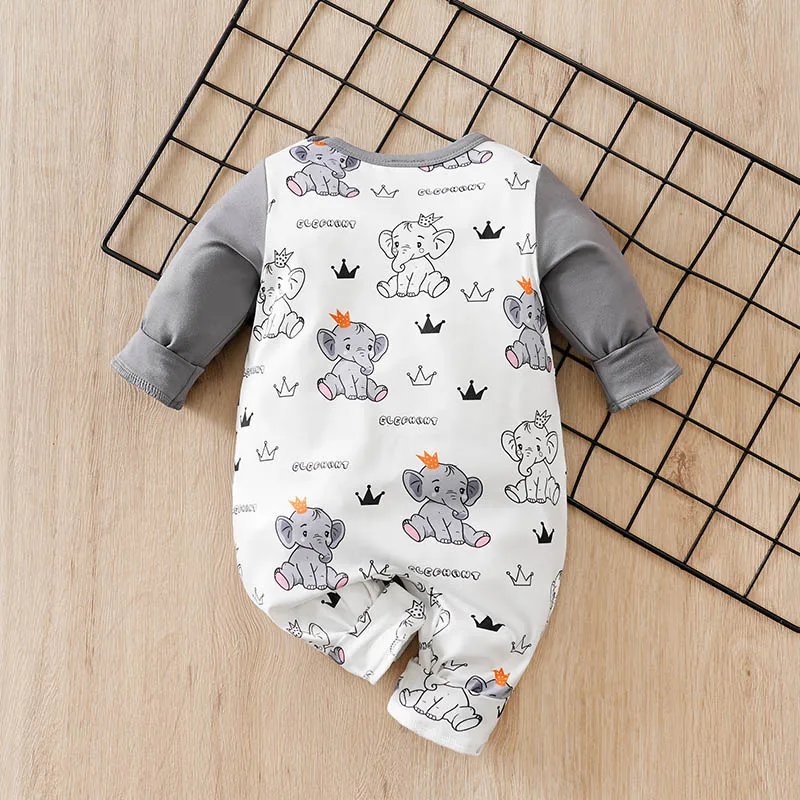 Autumn Clothes Toddler Jumpsuit New Style Casual Cartoon elephant Cute Clothes Toddler Jumpsuit Costume Romper Onesie Boy Girl