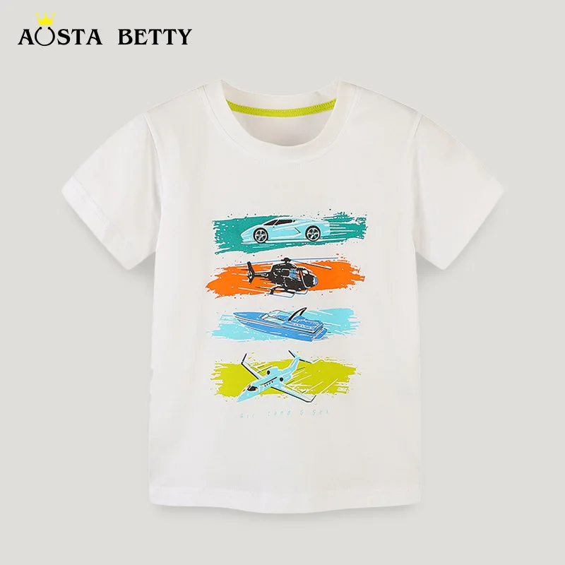 

Summer New Short Sleeve BoysTT Shirt Cute Motorcycle Printed Crew Neck Top Baby PulloverAosd