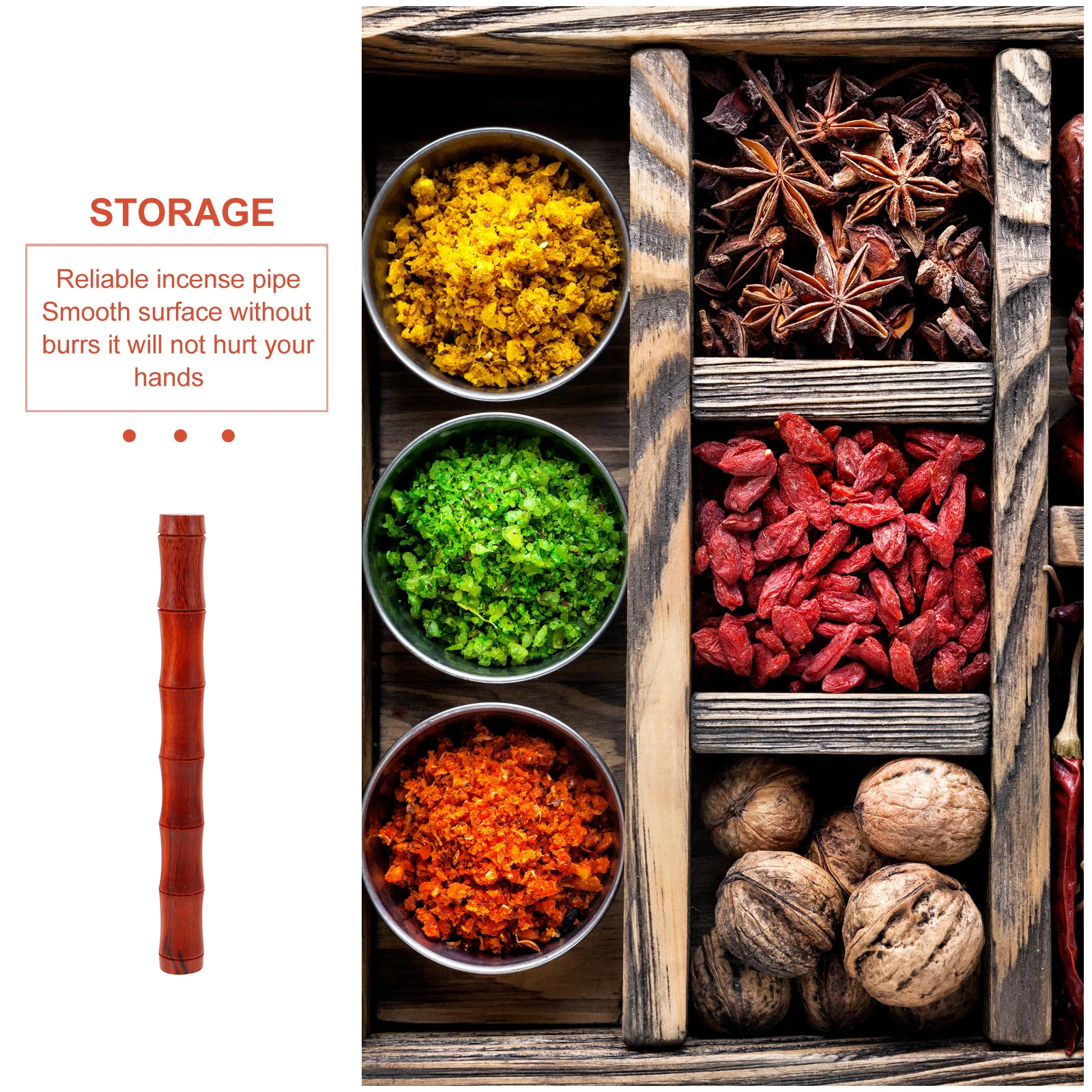 

1pc Long Wooden Incense Storage Tube Brown Portable Holder For Home Camping Travel Office Use Incense Stick Barrel Decorative