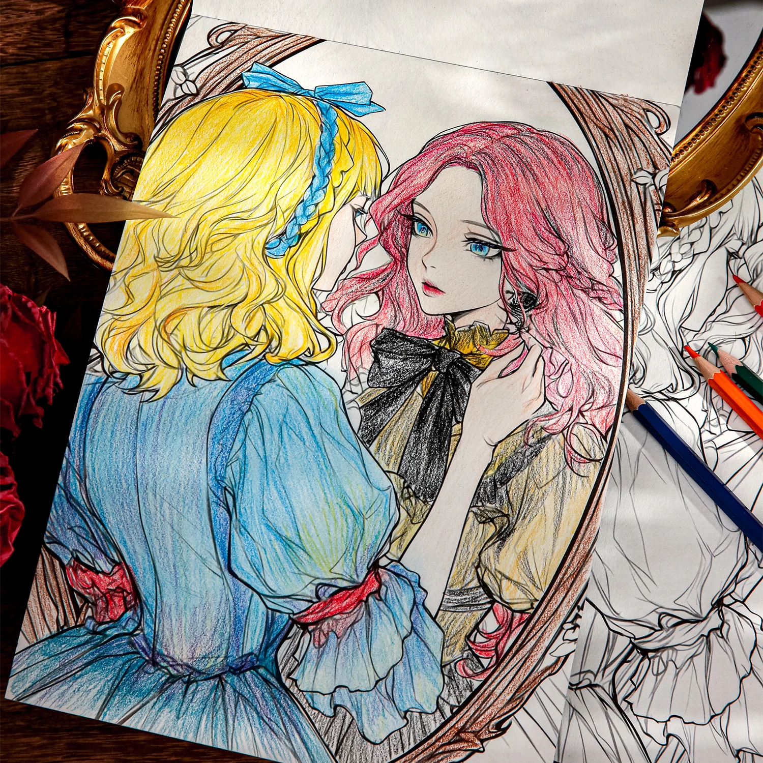 Mr Paper 22pcs/bag Mirror Encounter Series Girls Animal Patterns Colouring Book Colouring Doodle Painting Book