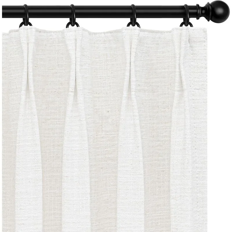 

Blackout Curtains for Bedroom/Living Room,Thermal Insulated Linen Curtain Pinch Pleat Drapes