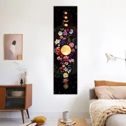 1PC Moon Phase Starry Sky Tapestry Wall Hanging Black Moon Flower Star Vintage Throw Blanket Home Decor Bohemian Dormitory Home