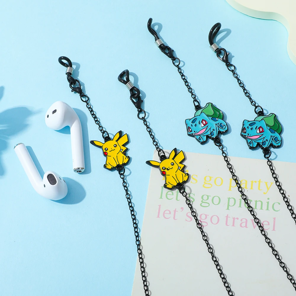 Moda Unisex Pokemon Pikachu gafas antipérdida cadena Bluetooth gafas de sol cordón correa gafas cuello cordón accesorio colgante