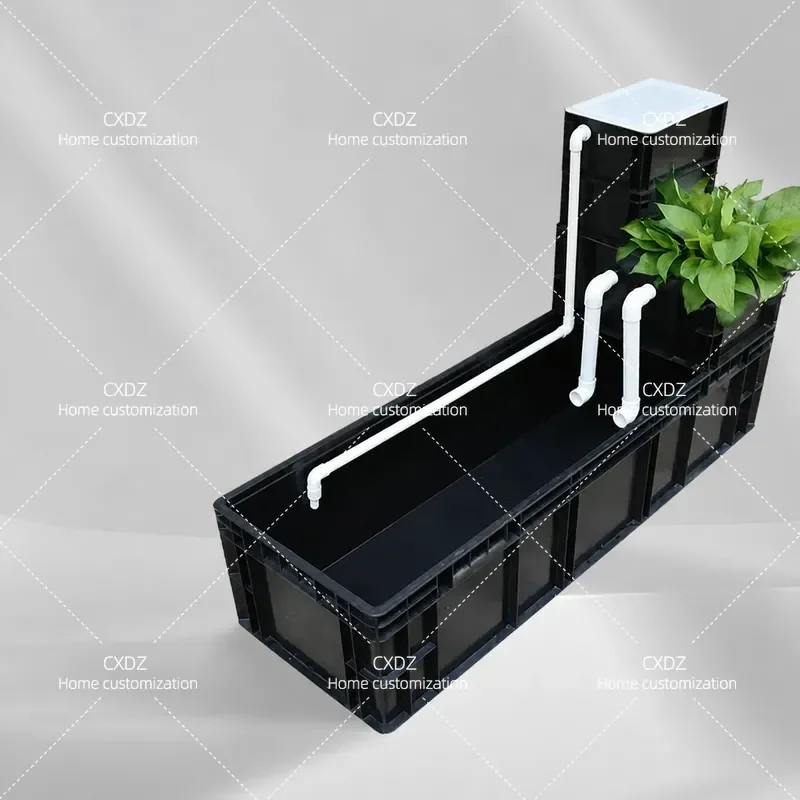 Turtle Tank with Filter Ecological Aquarium for Fish and Turtles Mixed Culture Breeding Box with Drip Feeding System Plant