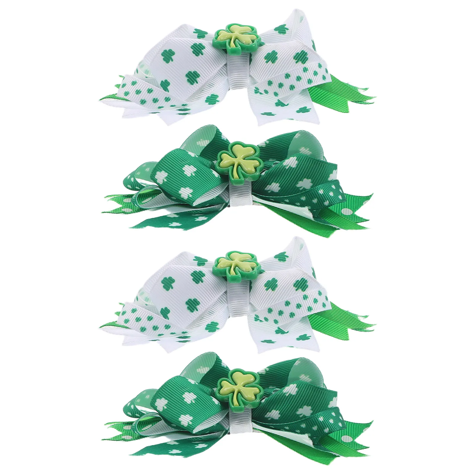 

Набор из 4 заколок для волос с клевером и бантом, зеленые ирландские праздничные аксессуары для волос, заколки-крабики с клевером