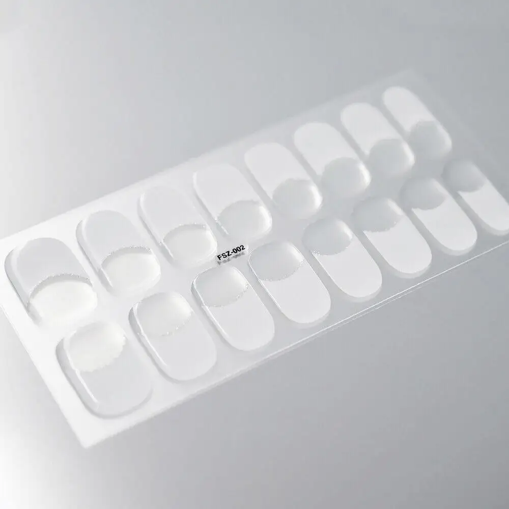 4 x halbgehärtete Gel-Nagelstreifen, volle Nagelfolien, Aufkleber, glänzend, hellere Salon-Nagelgel-Nagellackstreifen