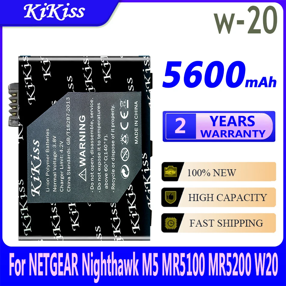 KiKiss W-20 Battery for NETGEAR Nighthawk M5 MR5100 MR5200 W20 Wireless Router 5600mAh Lithium Rechargeable Batteries