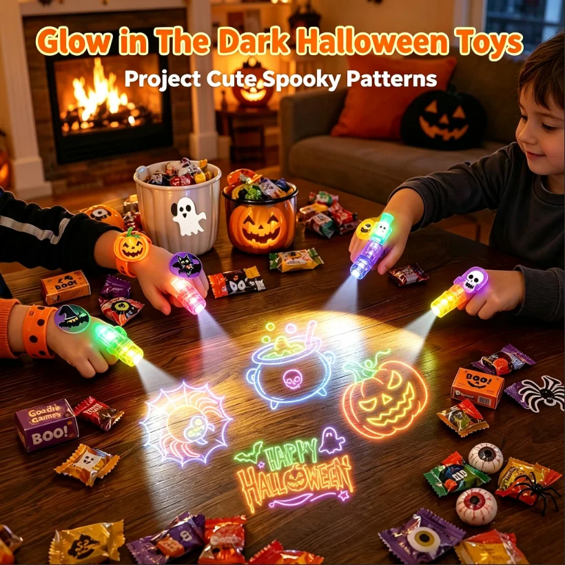 Halloween Glow Finger Light Toys, Trick or Treat Goodie Bag Fillers, Halloween Party Favors (Random Style)