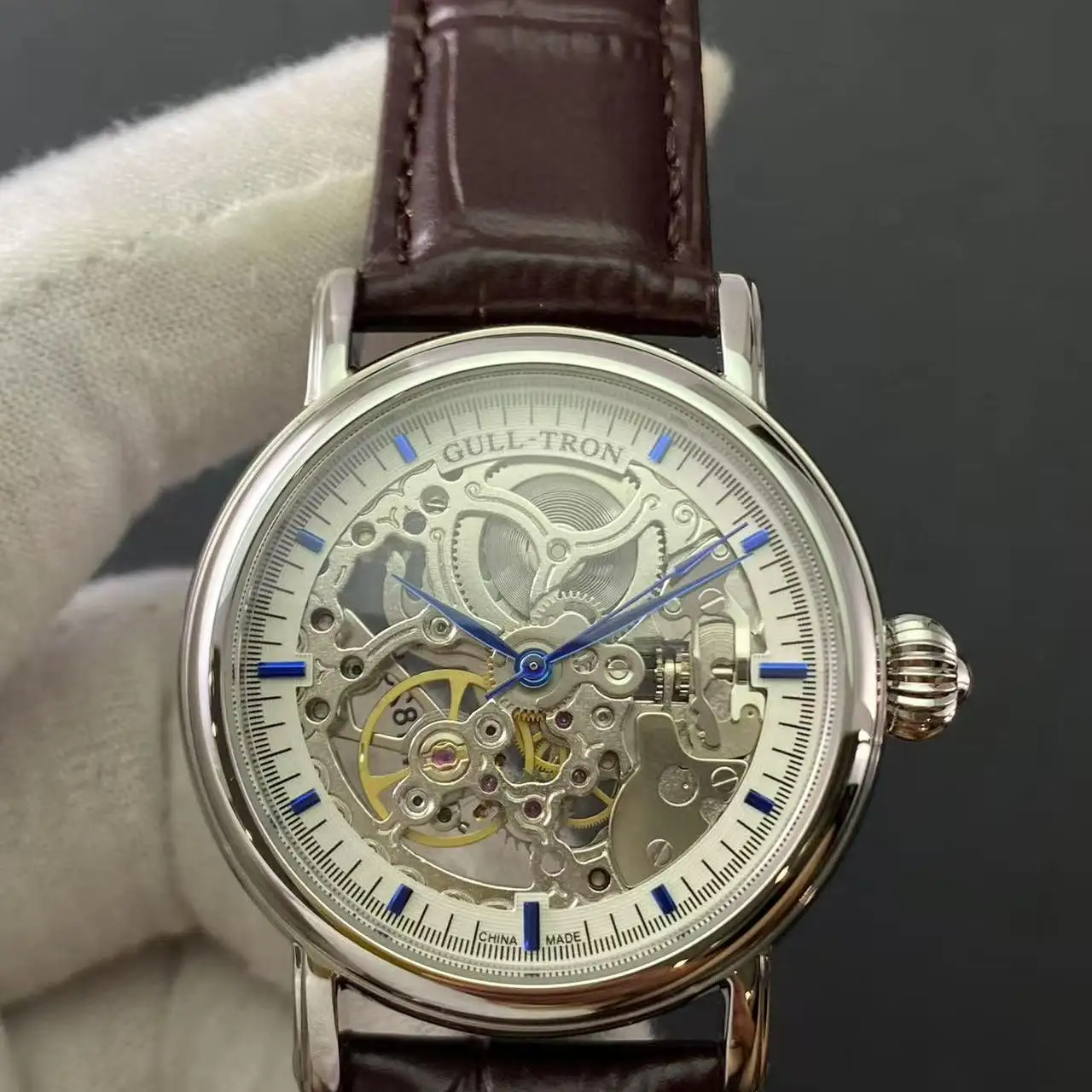 Мужские автоматические часы Gull Tron, модные механические наручные часы 38 мм, скелетонизированный циферблат, сапфировое зеркало, светящееся ST1601