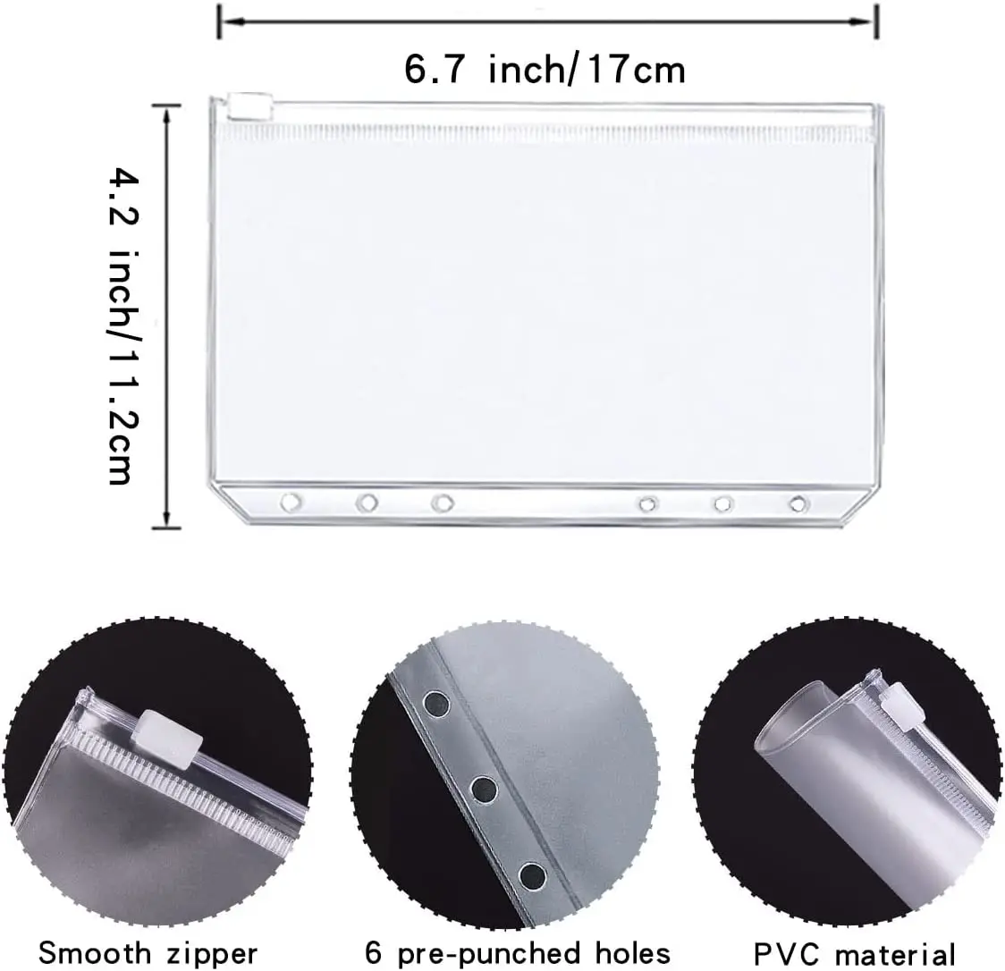 A6 Budget Binder Zak Zak Mappen Voor 6-Ring Notebook Losse Bladzakken Met Uitgave Budget Vellen En Blanco Label