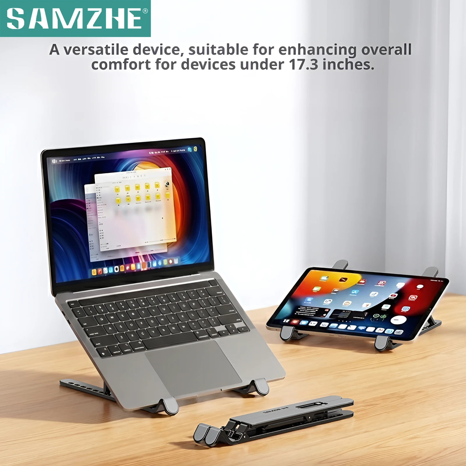 SAMZHE For Macbook Laptop Stand Folding Adjustable ABS Computer Pc Tablet Stand Notebook Tablelaptop Holder Heat Dissipation