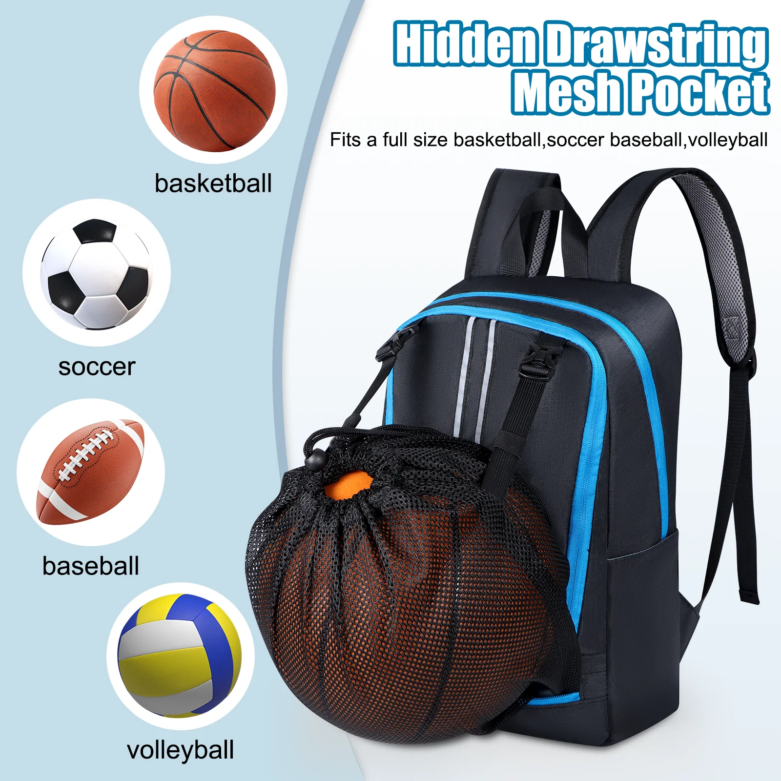 Detachable Basketball Net Backpack Breathable Design for Gym Court Training Multi-Functional Sports Backpack Streetball Ready