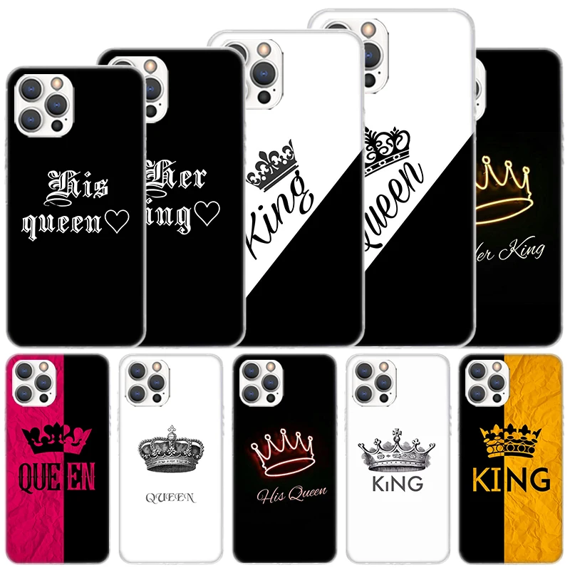 Lovers King Queen Soft Case For iPhone 16 15 Plus 11 12 13 Mini 14 Pro Max Apple Phone Cover X XS XR SE 7 8 SE Coque 11 12 13 Mi