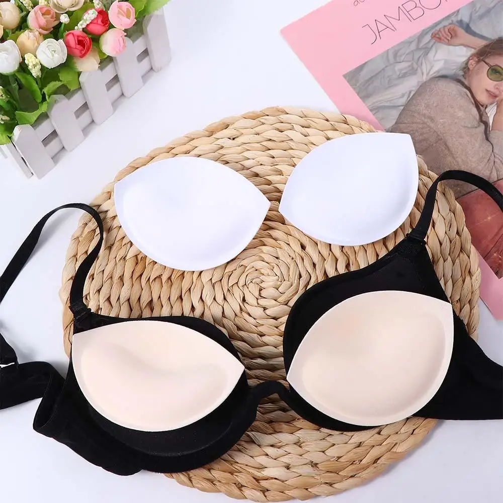 1Pair Sponge Bra Pads Push Up Breast Enhancer Removeable Bra Padding Inserts Cups for Women Swimsuit Bikini Padding Intimates