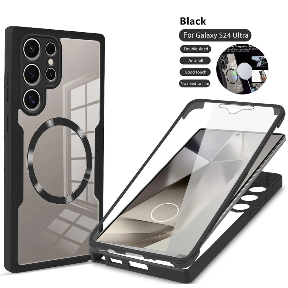 

Чехол для телефона Magsafe 360 с полным покрытием для Samsung Galaxy S24 S23 S22 S21 FE Plus, ультрамагнитный чехол для телефона с беспроводной зарядкой