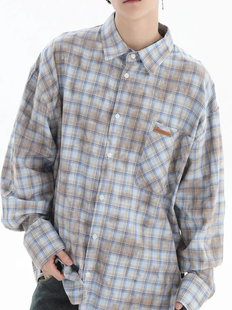 Jmprs Y2K Tie Dyeลายสก๊อตเสื้อผู้หญิงหลวมOversize Streetwearเสื้อแขนยาวVINTAGE Harajuku Hip Hop BfอเมริกันBfเสื้อ