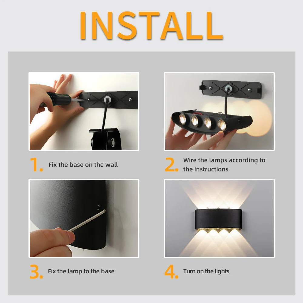 Lámpara LED de pared para decoración del hogar, candelabro impermeable, iluminación externa para escaleras, dormitorio y sala de estar