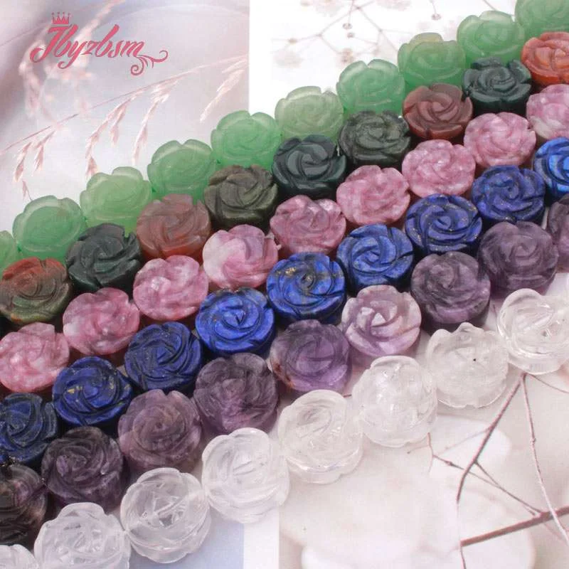 14mm Natural Quartz Lapis Lepidolite Beads Flower Shape Natural Stone Beads For Women Necklace Bracelet Jewelry Making 5 pc/15\