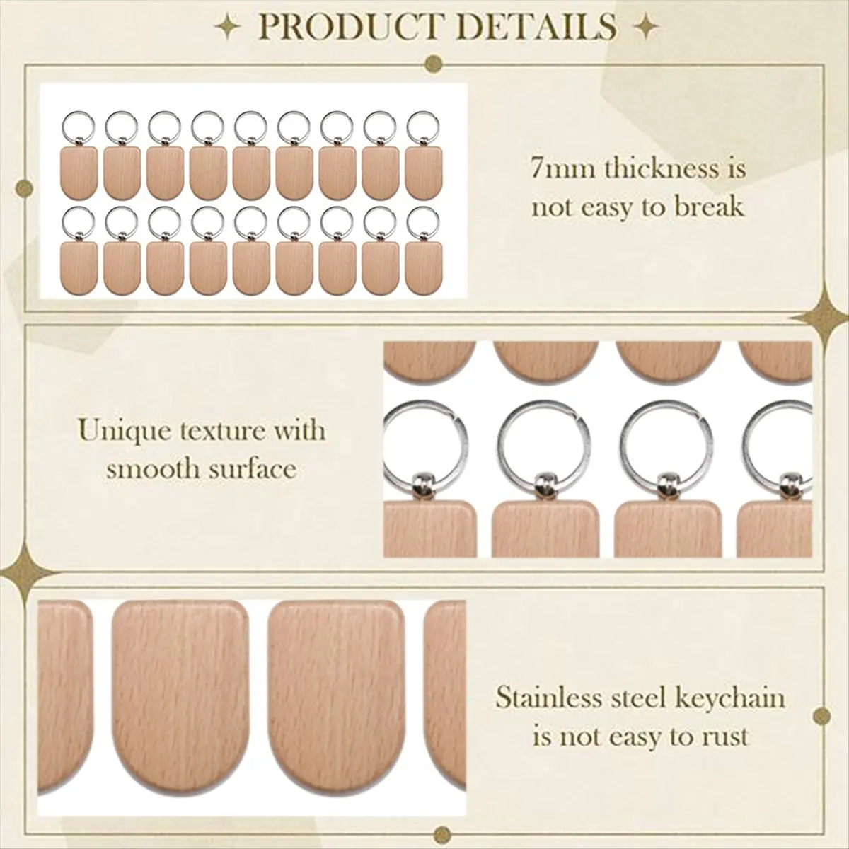 Super Sale 50 Pieces Blank Wooden Key Tag Key Engraving Blanks Unfinished Wood Keychain Key Ring Key Tags for DIY Crafts Style 7