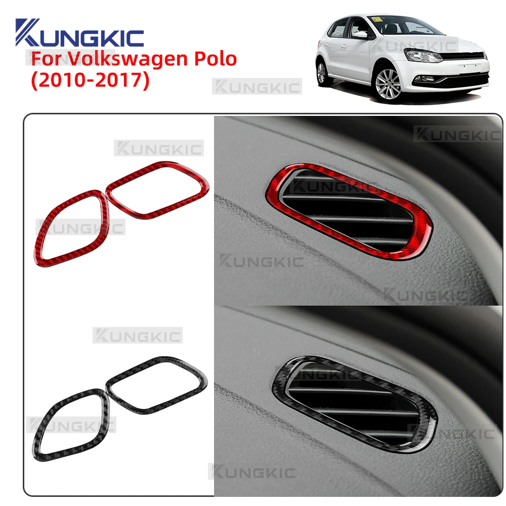 Real Soft Carbon Fiber For Volkswagen Polo MK5 6R 6C 2010 2011 2012 2013 2014 2015-2017 Car Air Outlet Side of Dashboard Sticker