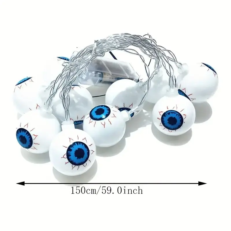 Spook Up Your Home com 1 unidade de luzes de corda de globo ocular de Halloween - 10 LEDs de luzes de paisagem operadas por bateria!