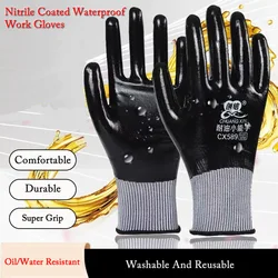 Nitrile Coated Oil/Water Resistant Work Gloves Anti-Slip Waterproof Gloves For Garden Repairing Fishing Work Safety Gloves