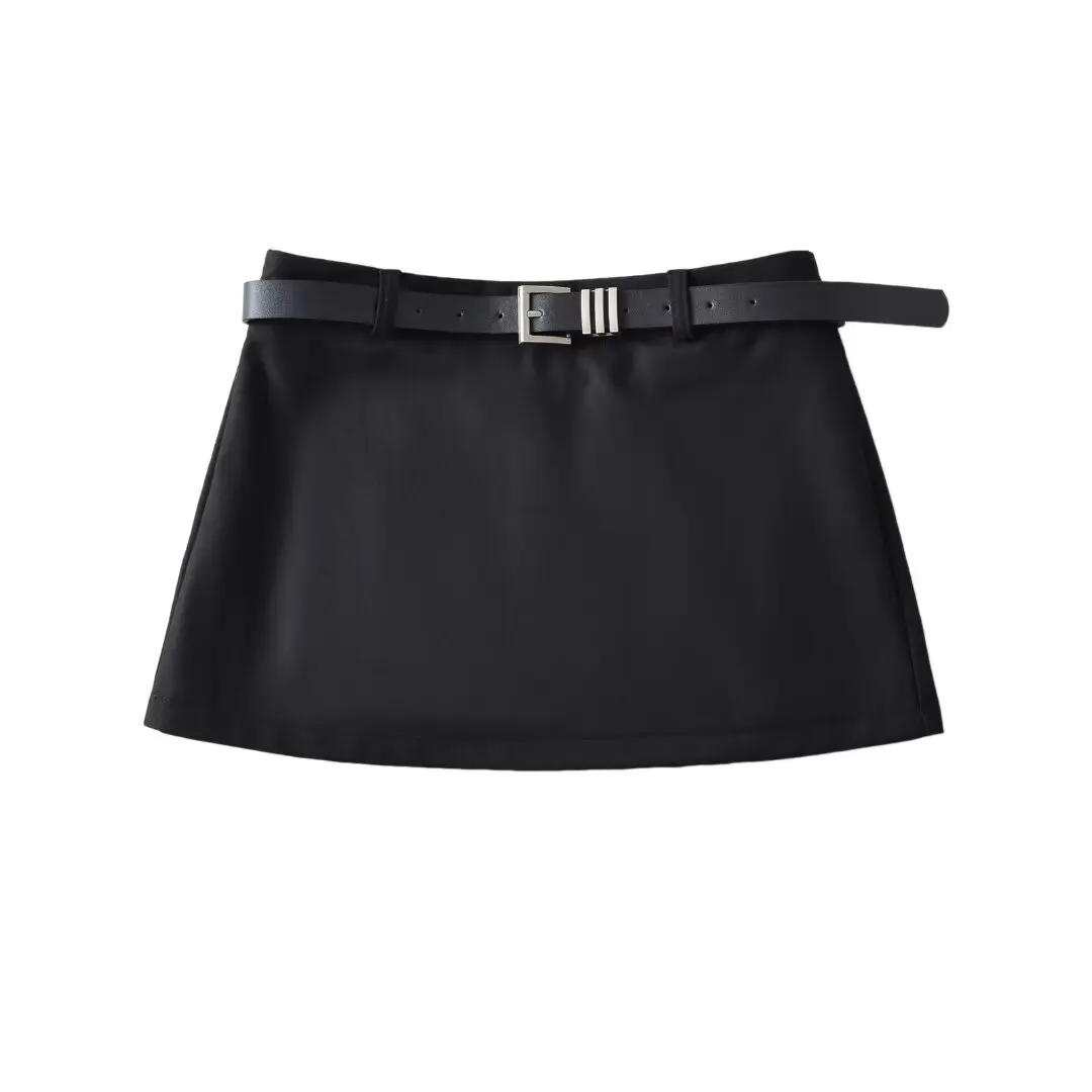 DUOPERI-Mini jupe taille haute pour femme, chic et décontracté, couleur unie, Y2K