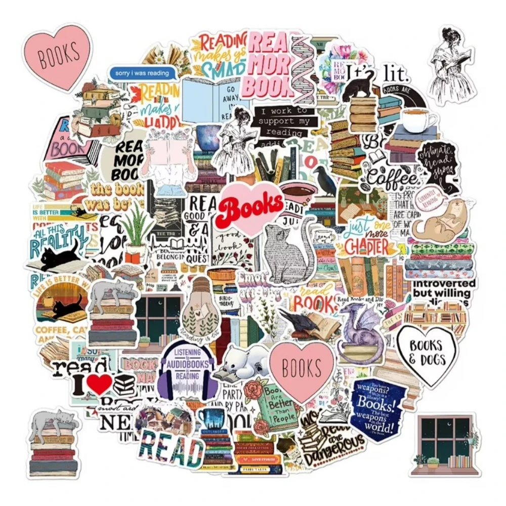 50/100 Pcs Book Stickers Reading Stickers Bookish Book Stickers for MacBook Computers  Library Stickers for Reading Lovers Teens