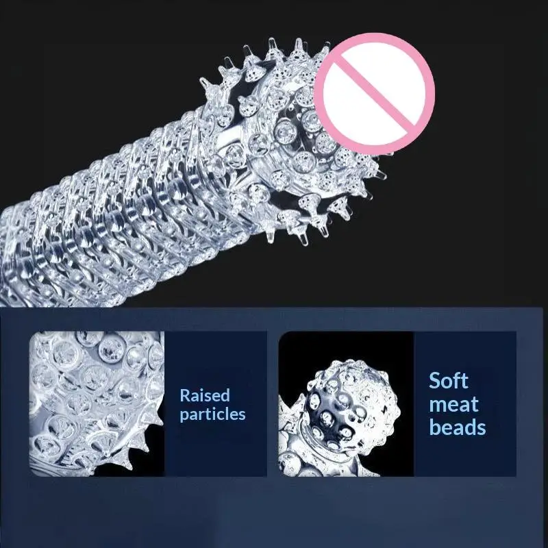 Hoyytu 1Pcs Reusable Silicone Penis Enlarger Delay Condoms Realistic Penis Extension Cock Sleeve For Men Dildo Enhancer Sex Toys - view 5