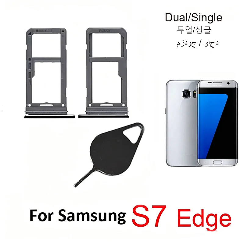 Carcasa para Teléfono Samsung Galaxy S7 Edge G935 G935F, Adaptador de Tarjeta SIM Nuevo y Soporte para Tarjeta Micro SD con Pin de Extracción de SIM