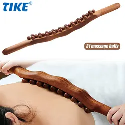 Wood Therapy Lymphatic Drainage Massage Roller Stick Tools 31 Beads,Myofascial Release Tool Stomach Cellulite Massager Neck Back