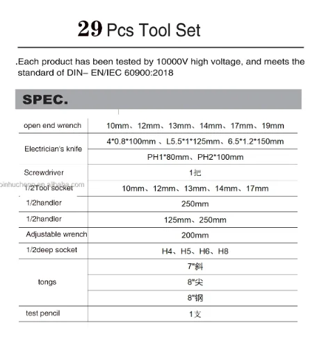 (A complete set) 29pcs Insulated Screwdriver High Quality VDE Wrench Pliers Socket Tool 1000V