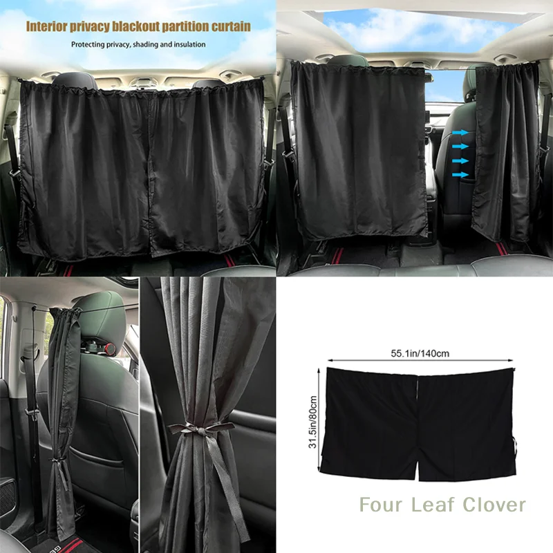 

2Pcs/Set 140*80CM Sun Shade Privacy Curtain Taxi Car Isolation Curtain Partition Side Window Sunshade UV Protection Curtain