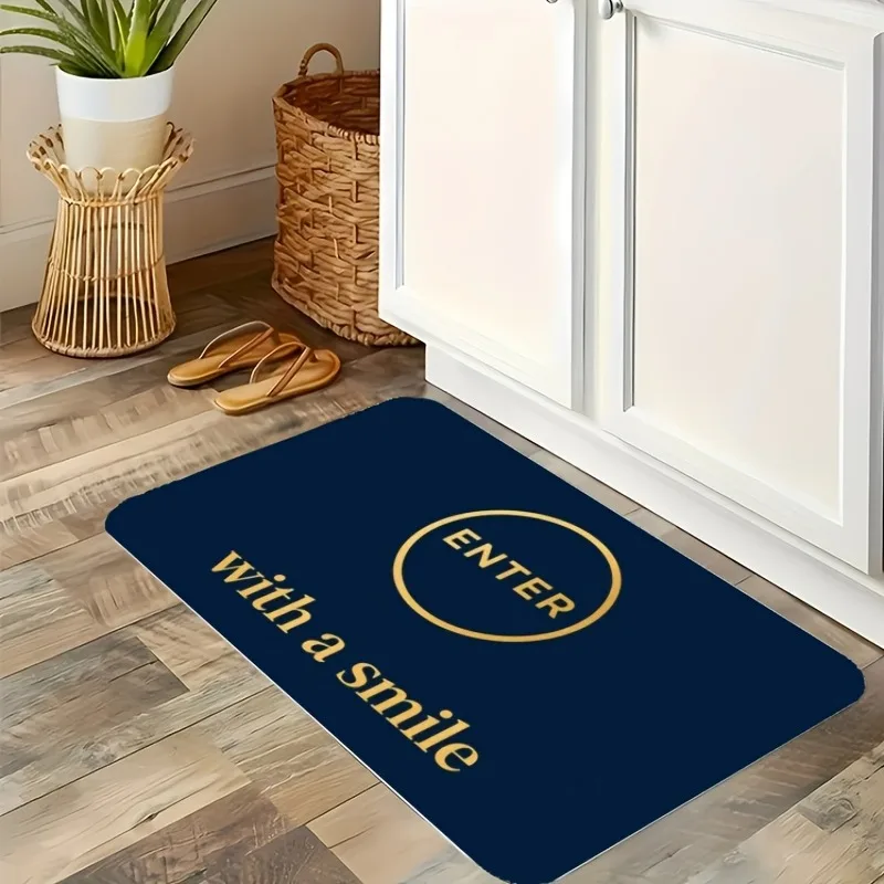 

1PC With a smile Pattern Kitchen Rug Non-Slip Door Mat Pop design Bathroom Rug Bath Mat Carpet for Home Sink Laundry Decoreeree