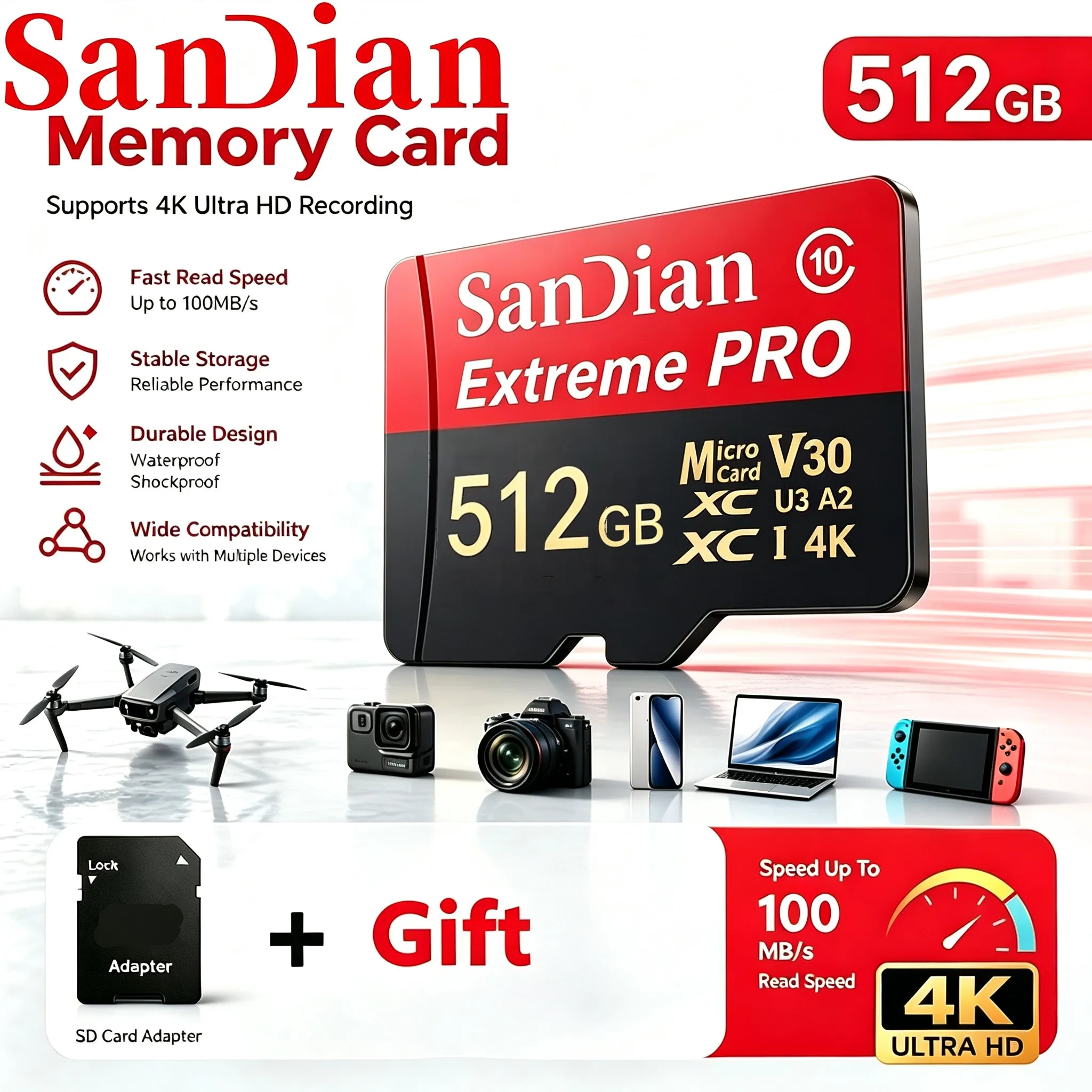 Top SD Cards 64GB 128GB 32GB TF Cards Memory Card Micro TF SD Card C10 for Laptop/Gaming Console/Router/Mobile/Baby Monitor