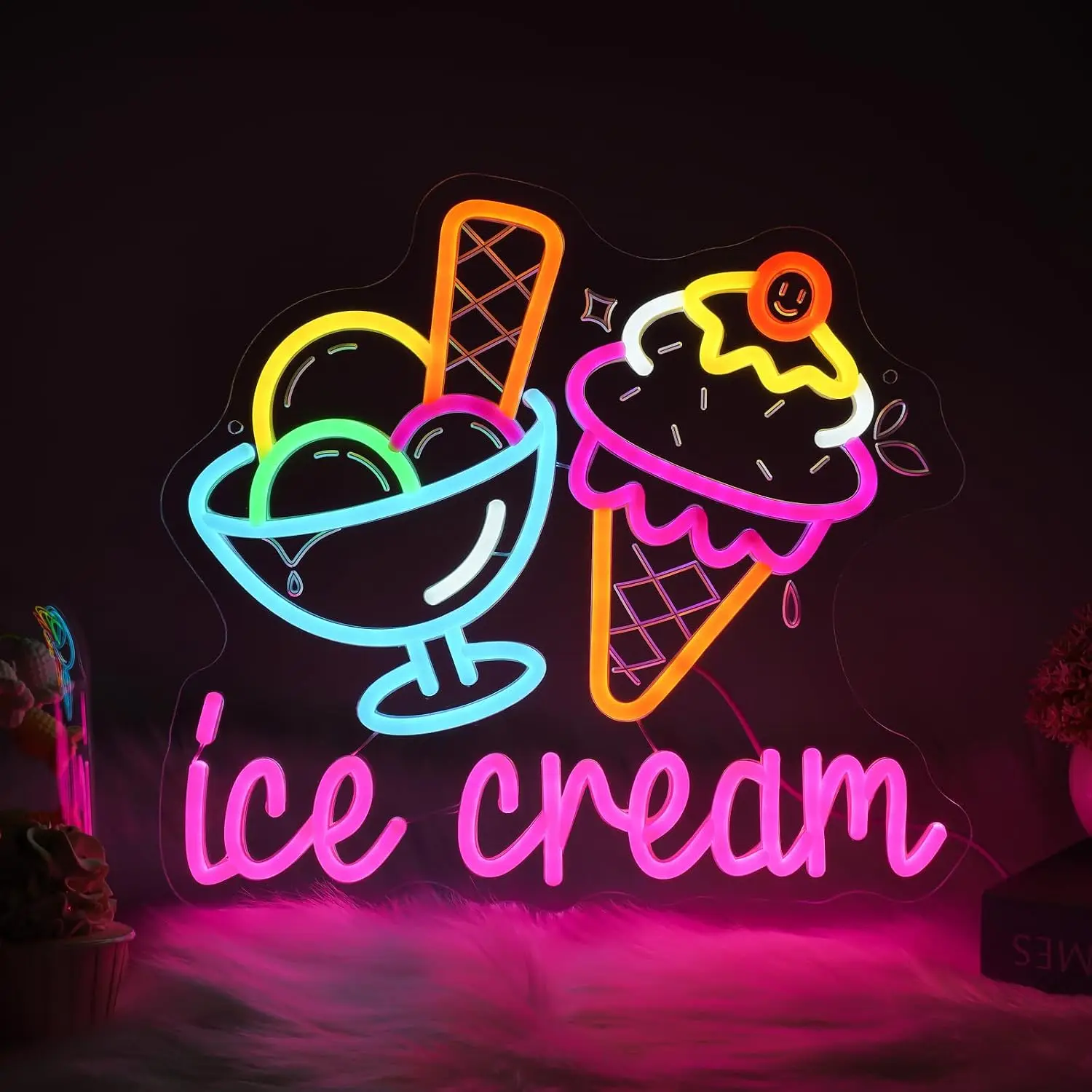 Ice Cream Neon Sign Dimmable Dessert Bar LED Light for Ice Cream Shop Bedroom Party Decor Birthday Gifts for Ice Cream Lovers gallery 4