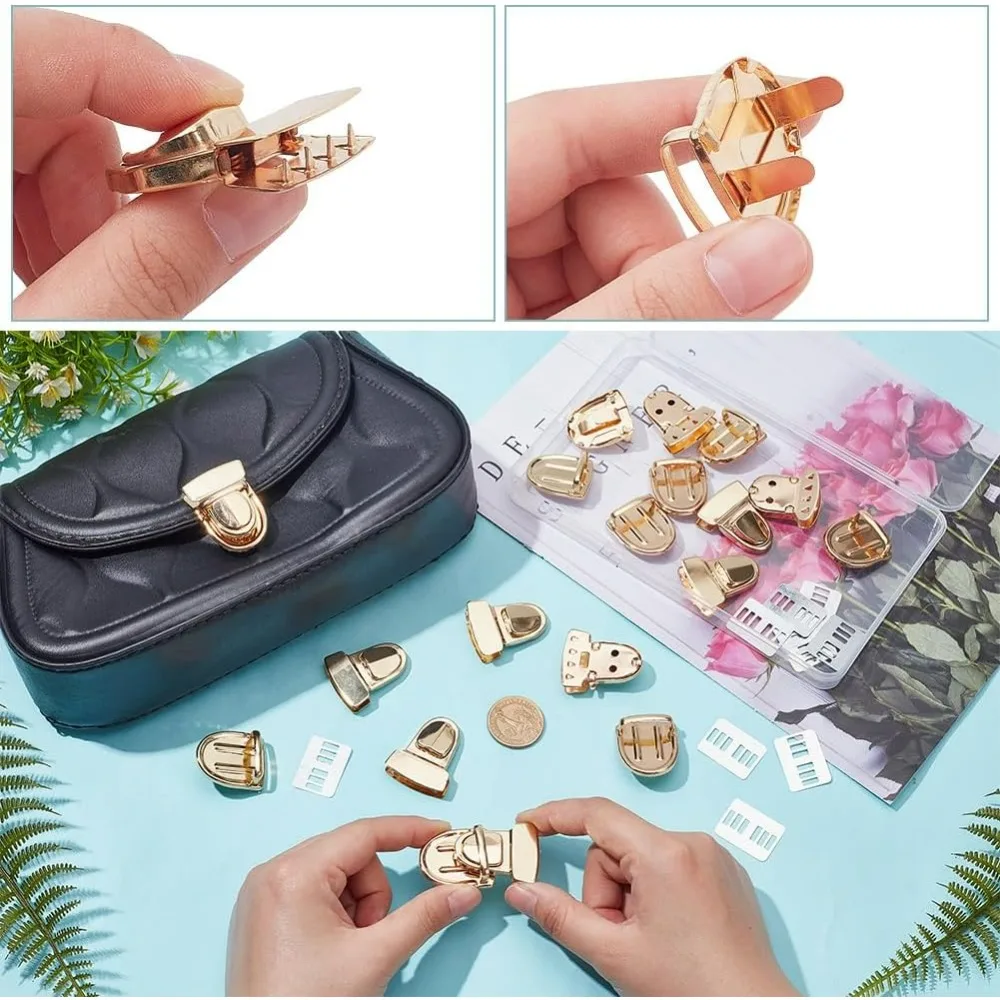 10 مجموعات الثنية قفل المشبك الصيد ضوء محفظة الإبهام أقفال المعادن الصحافة قفل مشبك بطة اللسان قفل السحابات DIY بها بنفسك الحرفية #3