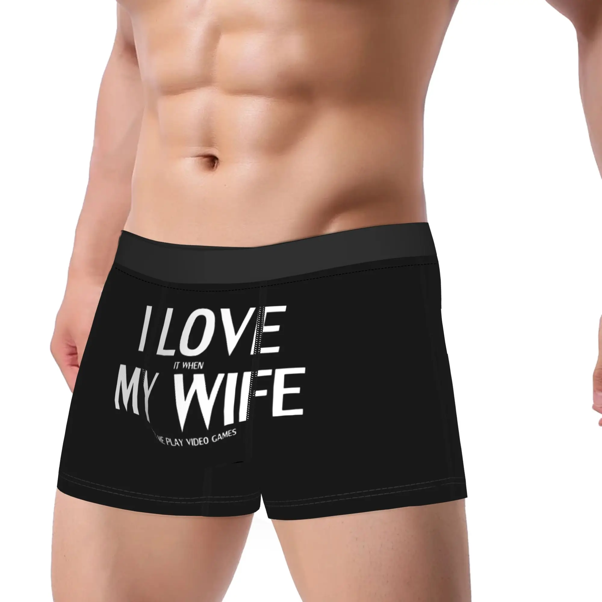Men's I Love My Wife Gamer Gift Underwear  Hot Boxer Briefs Shorts Panties Male Soft Underpants Plus Size