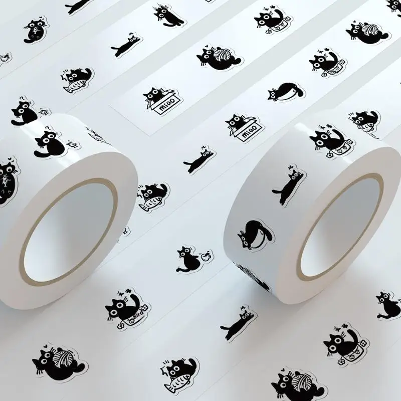 500 teile/satz DIY Telefon Fall Laptop Wasser Flasche Wasserdichte Aufkleber Schwarze Katze Rolle Aufkleber Graffiti Aufkleber