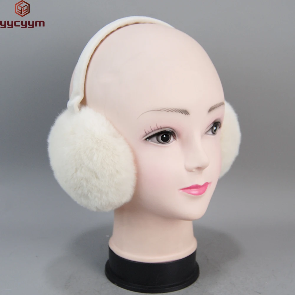 

2022 women Quality Real Fur Ear-cap Winter Warm Natural Rex Rabbit Fur Earmuff Lady Fashion Fluffy Genuine Rex Rabbit Fur Earlap