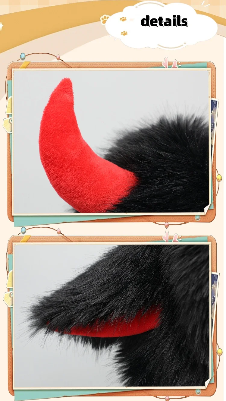 Anime Fuzzy Demon Horns Harajuku Dark Hat Fantasy Halloween Cosplay Y2K Subkultur Schalldämpfer Hut Comic Con Profis für Jungen und Mädchen