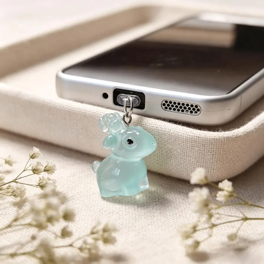 1/5/10/20/50/100pcs Glow-in-the-Dark Small Green Crab-Shaped Dust Filter Pendant for Cell Phones, Decorative Cell Phone Accessor